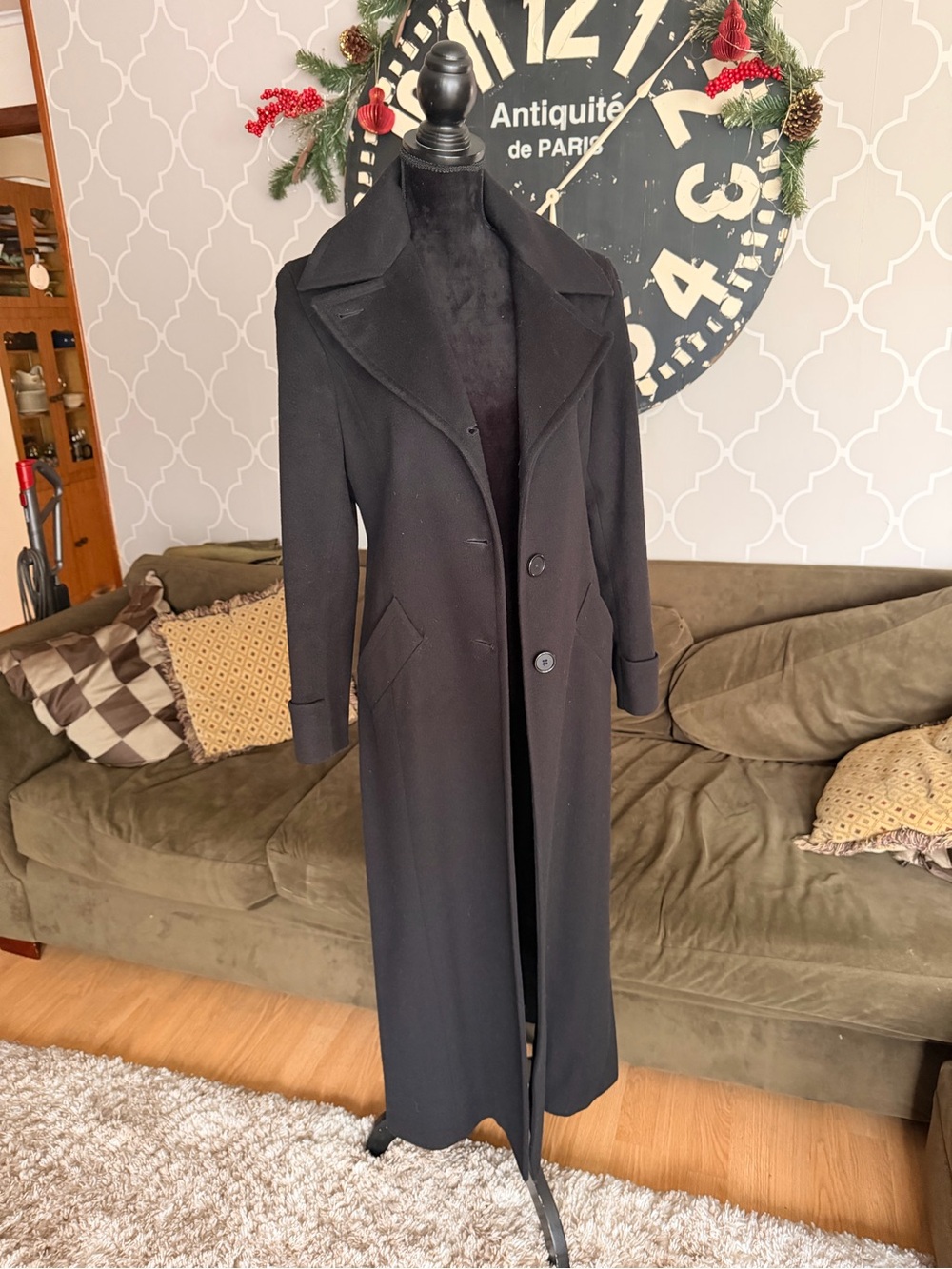 Jones New York Long Black Trench Coat